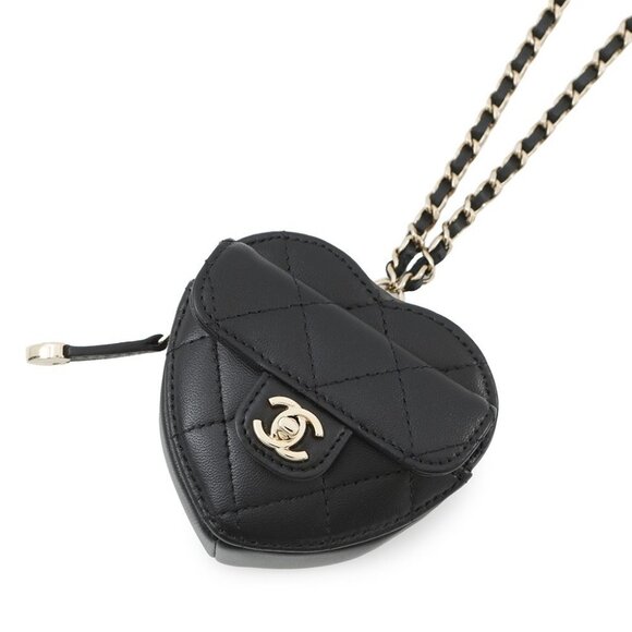 CHANEL Matelasse Heart ChainCoin purse Lambskin Black - Picture 3 of 11